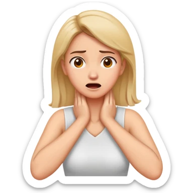 women with arms crossed and hands on neck panicking  sticker