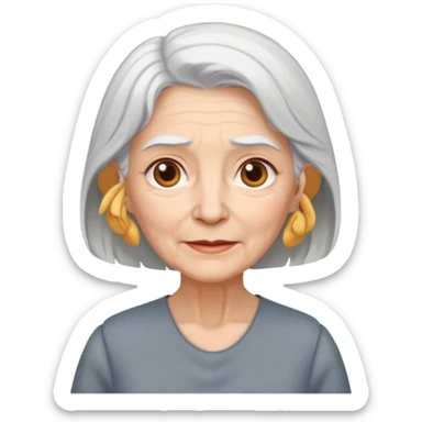 elderly woman white hair and gray dress sticker