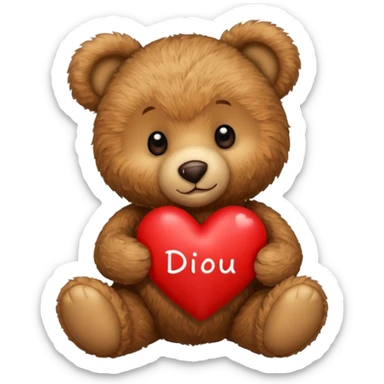 Teddy bear with a heart in her arms and write Didou in it sticker