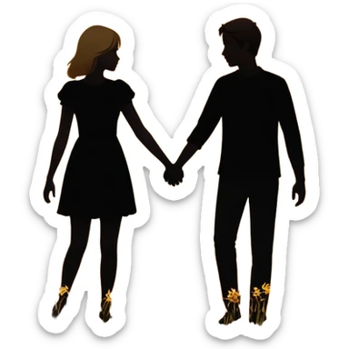 Romantic couple silhouette for 'Boyfriend' song sticker