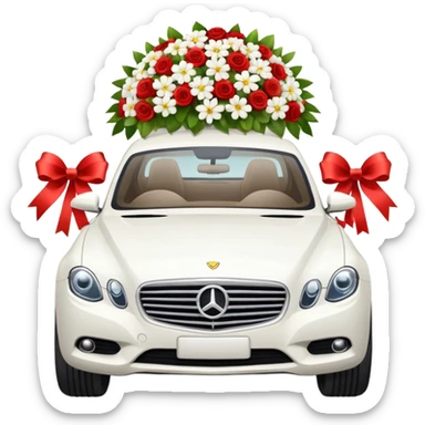 luxury car with wedding decorations sticker