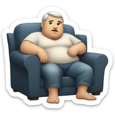 Fat guy sitting on couch white sticker