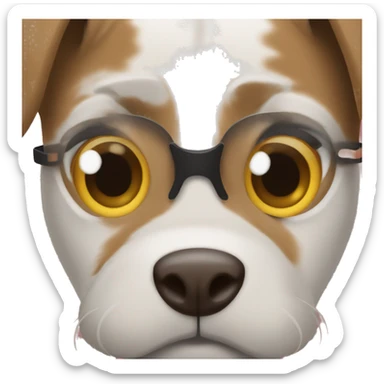 CREATE A DOG FACE EMOJI THAT HAS 1 SPOT AROUND EACH EYE sticker