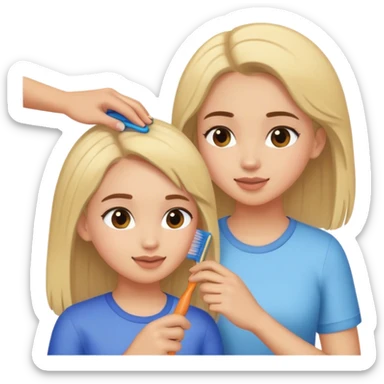 Chica peinando a su amiga sticker