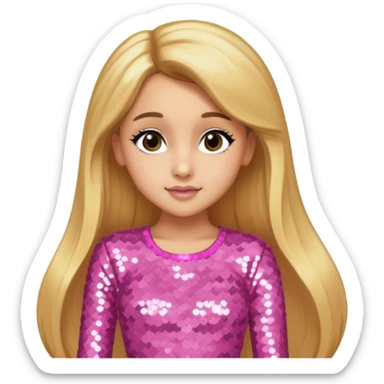 Ariana Grande with long golden blonde hair,  pink sequin outfit sticker