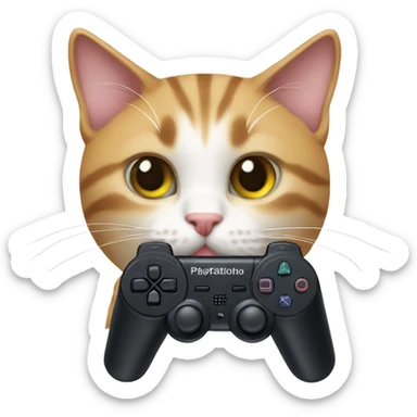 Cat with PlayStation controller ￼ sticker