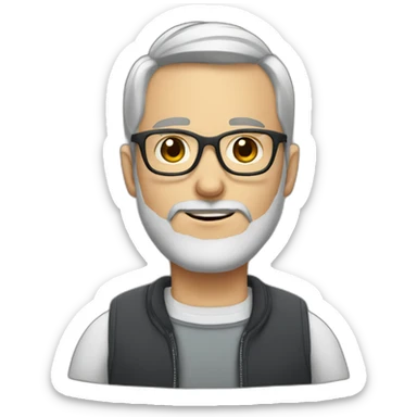 white dude with a short beard, glasses, brown hair and larger nose sticker