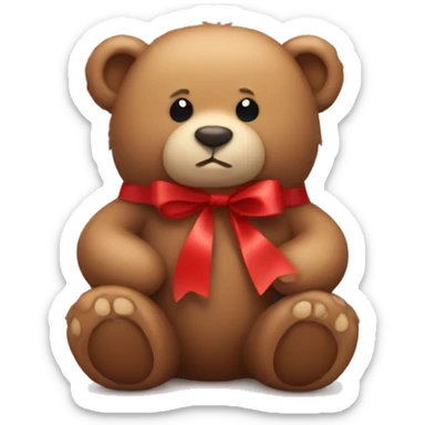 Cuddle bear with red ribbon sticker