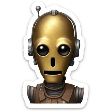Dusty old west Bounty hunter C-3PO carbonized tarnished from space droid  sticker