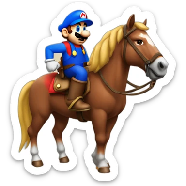 mario bross y himan sobre un caballo sticker