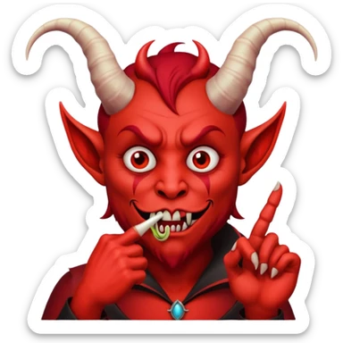 Creppy devil and shushing someone  🤫 like there figer over there mouth  sticker