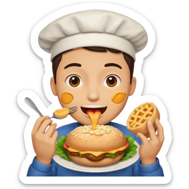 Stuffing face with food emoji sticker