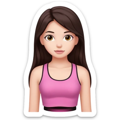 Azzyland with long dark brown hair, pink crop top sticker