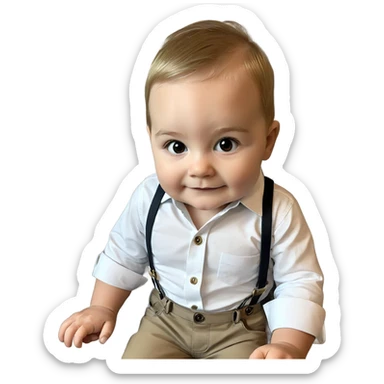 young boy in suspenders sticker