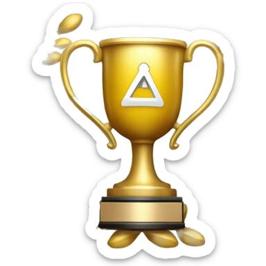 trophy with golden laurel wreth. small atoms and other symbols of chemistry and physic in background sticker
