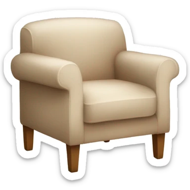 Simple Beige Armchair with blanket and book sticker