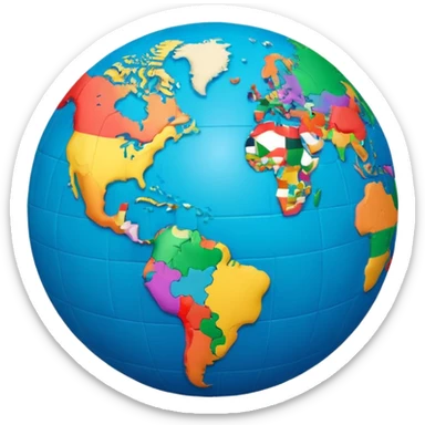 Create a realistic emoji of multiple languages shown by text flying around a earth ball  sticker