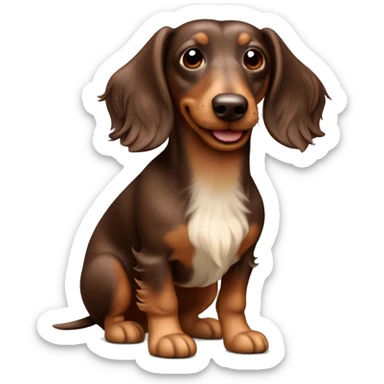 fuzzy ear mini longhaired sporty dapple wiener dog chocolate and cream sticker
