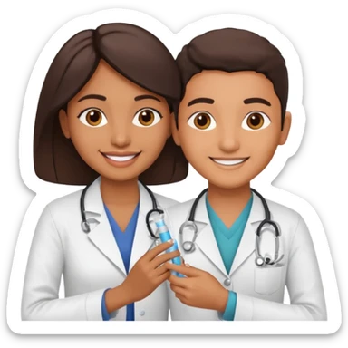 doctor makes a vaccine to woman
 sticker