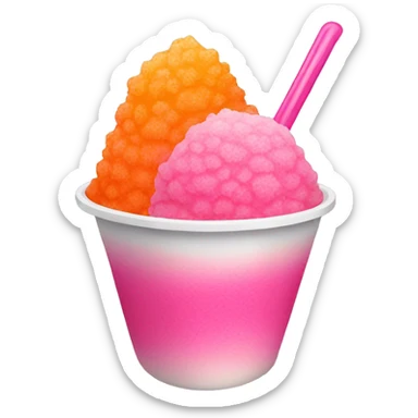 pink and orange hawaiian shaved ice and pink cup sticker