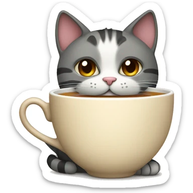 A cat drinking a cup of tea  sticker