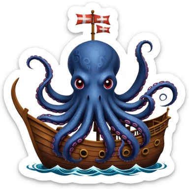 Kraken – Giant octopus with tentacles wrapping a ship sticker