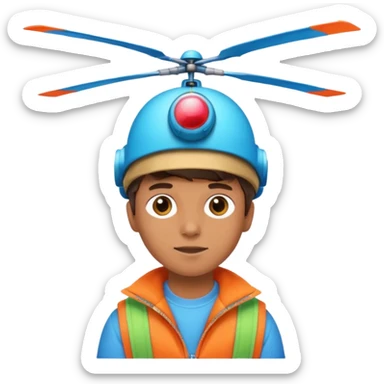 Boy wear colorful Spinning Helicopter Hat hat sticker