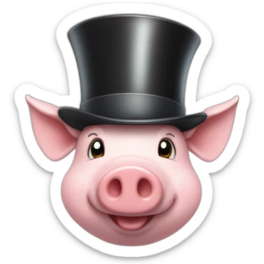 Smiling pig with a top hat sticker