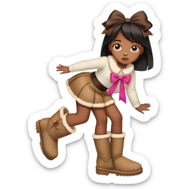 A black girl with straight hair wearing a bow and uggs sticker