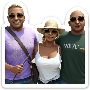 stylish girl with boys sticker