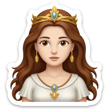 Libertas, Freedom Goddess from Rome Mythology with long brown hair, white outfit sticker