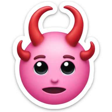 Blushing pink emoji with devil horns sticker