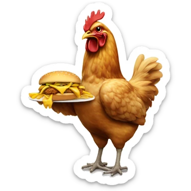 A chicken eating mcdonalds sticker