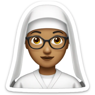The nun with glasses medium skin tone sticker