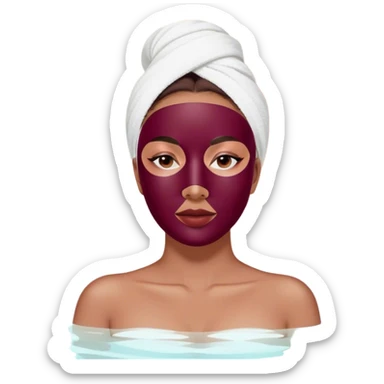 Lady with face mask Burgundy spa beauty full face relaxing sticker