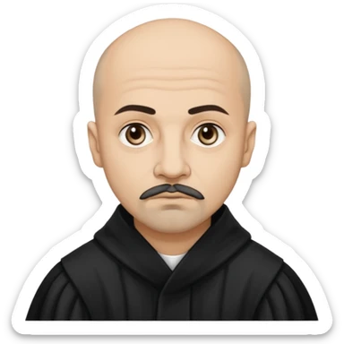 a hand drawn black outline portrait of philosopher Montaigne with similar-sized eyes based a famous portrait of him sticker