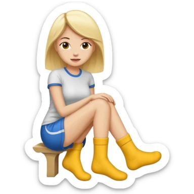 Femme blonde déguisée en  chaussette géante sticker