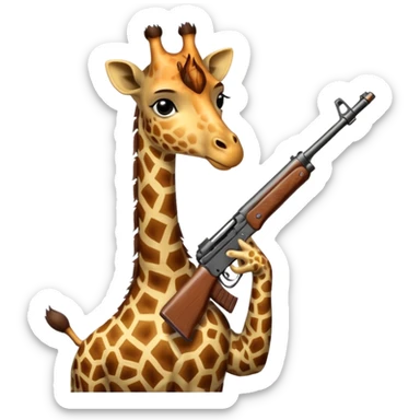 Giraffe that has a ak 47 sticker
