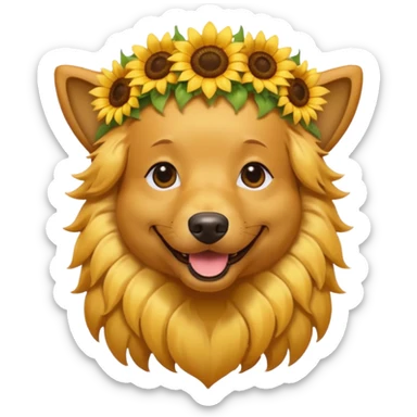 dog sitting with sunflower crown sticker