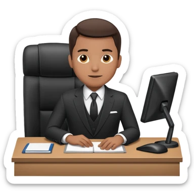 un recruteur à son bureau (l'image est tourné de 3/4) je veux une image qui soit de 3/4
 sticker