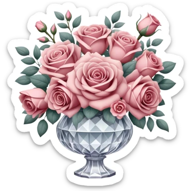 Dusty rose Bridal bouquet in crystal vintage vase sticker