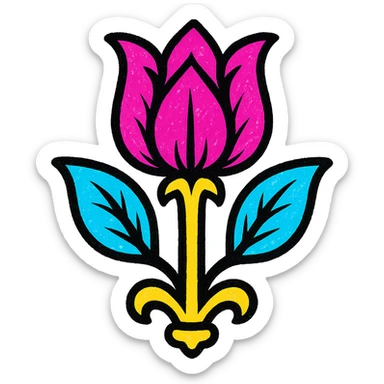 gothic flower, pop colors style sticker
