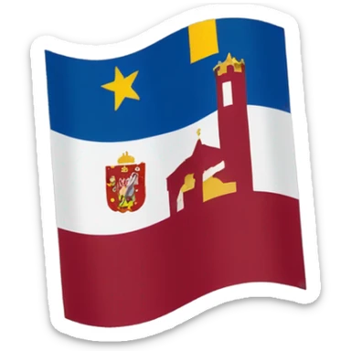 region de murcia flag with the style of iOS flag emojis. region de murcia is a region of spain which flag is composed by a burgundy color background, 4 towers in the top-left and 7 crowns in the bottom-right sticker