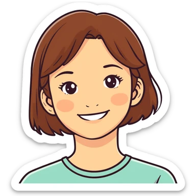 smiling girl portrait with brown hair sticker