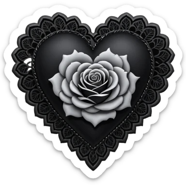 gothic heart with black rose and lace sticker