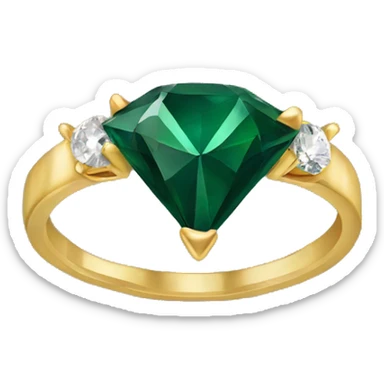 Gold Diamond ring with dark green stones sticker