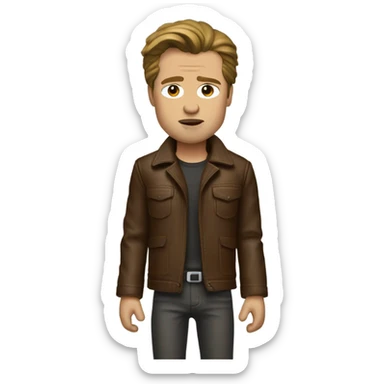 realistic Brad Pitt in a brown leather jacket from fight club sticker