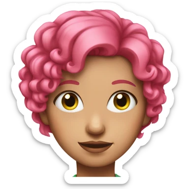 portrait of pink haired girl with green eyes  sticker