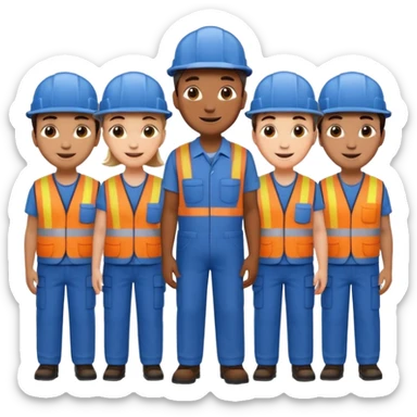 factory workers and delivery drivers, emoji style sticker