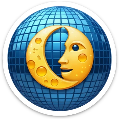 celestial disco ball moon sticker